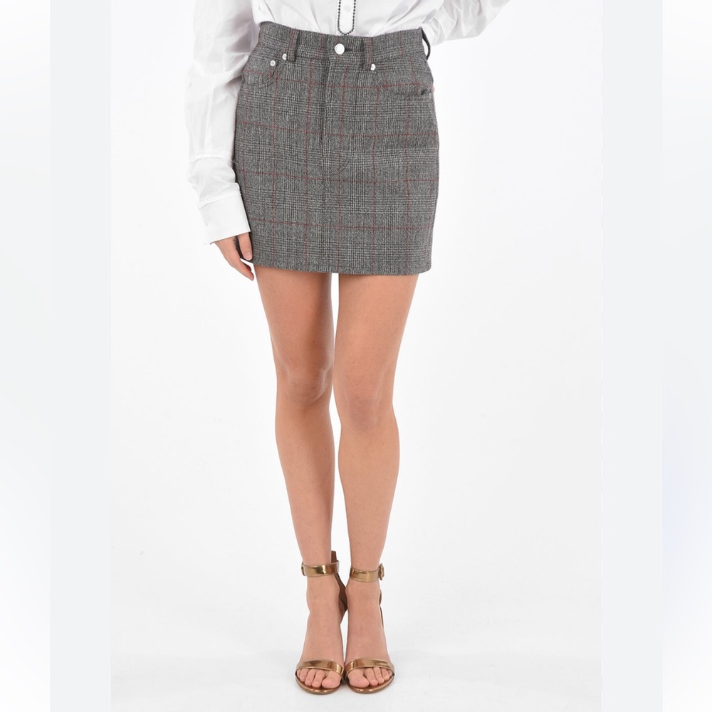 Helmut Lang Femme Wool Plaid Mini Skirt NWT Size 30 $575